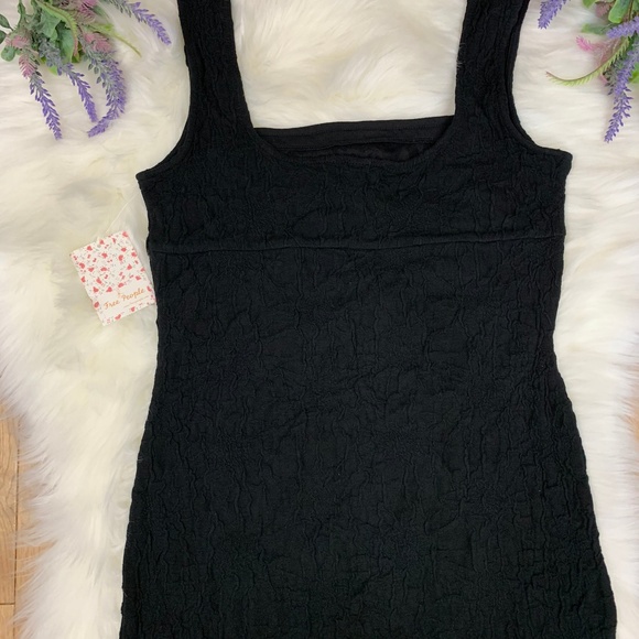 Free People Floral Pucker Black Bodycon Dress NWT - Picture 4 of 8